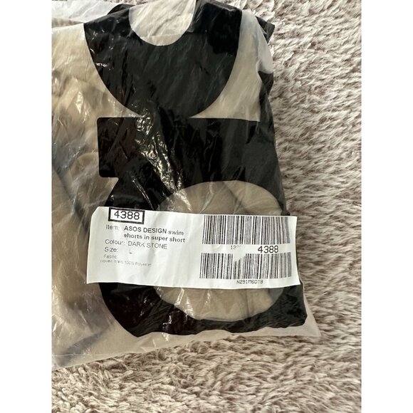 ASOS DESIGN swim shorts in super short length in stone Size L NWOT - Picture 12 of 13